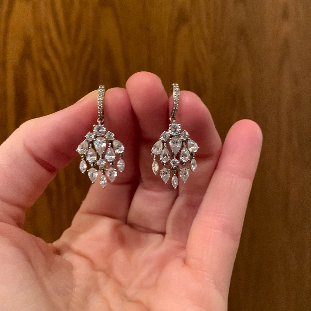 Cubic Zirconia Rhodium Plated Earrings